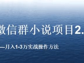 微信群小说项目月入1-3万实战操作方法2.0网盘下载